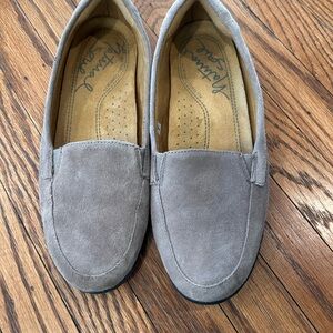 Natural Soul Suede Slip-On Loafers in Taupe Gray